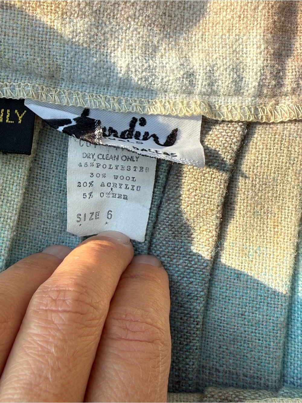 Vintage Pleated Pastel Plaid Wool Blend Midi Skirt - Picture 3 of 8